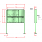 Preview: RENZ Quadra 3-seitig, Anlage ohne Installationskasten, Kasten 370x440x145, 5-teilig, mit 2 Fußplatten, 10-0-19270
