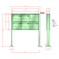 Preview: RENZ Quadra 4-seitig, Anlage ohne Installationskasten, Kasten 370x330x145, 5-teilig, mit 2 Fußplatten,10-0-19313