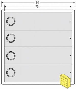 RENZ RSA2-kompakt-Block, 4 Klingeltaster, Edelstahl oder ALU, 97-9-85325, 97-9-85327