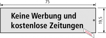 RENZ RSA2 Namensschild, mit Gravur "Keine Werbung und kostenlose Zeitungen!", ALU oder Edelstahl, 97-9-85477, 97-9-85478